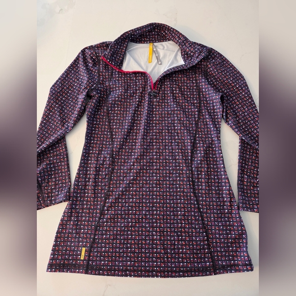 Lole Wicking Patterned Long Sleeve Active Pullover with Pink Accents - Picture 5 of 8